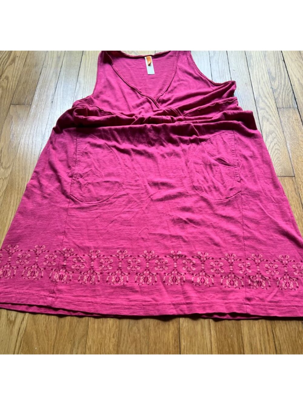 Lucy Size L Hot Pink Sleeveless Surplice V-Neck Pullover Tank Dress - Picture 11 of 13